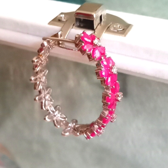 AFRICAN RUBY, CAMBODIAN ZIRCON INSIDE OUT EARRINGS - Picture 4 of 9